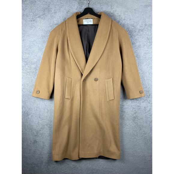 Vintage International Scene Coat Womens 11/12 Camel Wool Shawl Collar Lined 80s - Picture 1 of 16